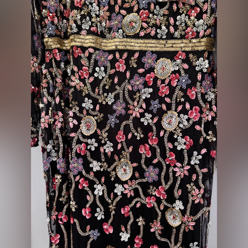 Mac Duggal size 14 Long Sleeve Embellished Mesh Gown - Picture 8 of 13